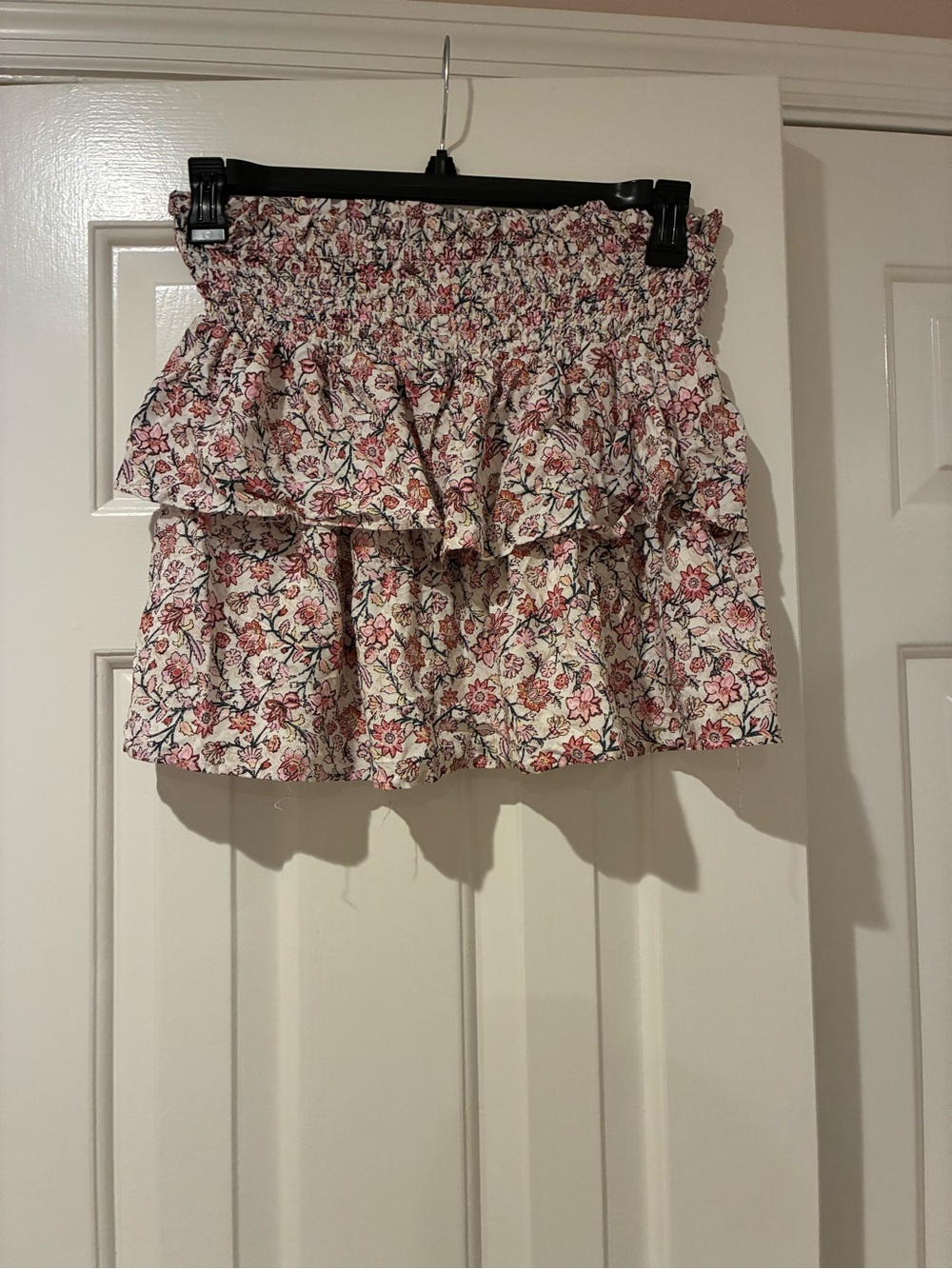 Wallflower Pink Floral Ruffle Mini Skirt